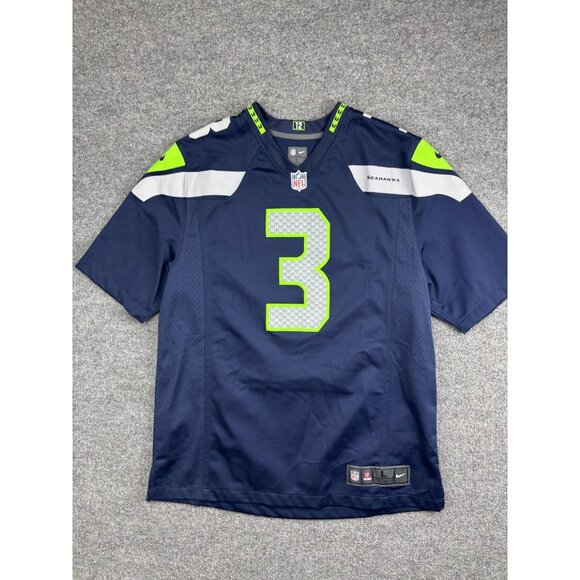 Seattle Seahawks Jersey Mens Large Blue NFL Football Nike On Field Wilson 3 - Picture 1 of 7